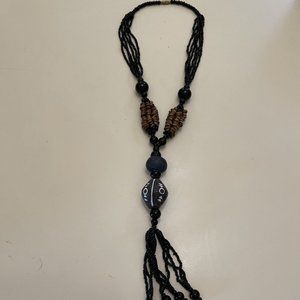 Ladies 18 inch long beaded necklace with large stone beads, jewelry, preowned